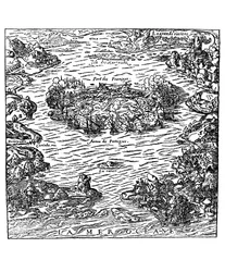 アンドレテヴェトによる「La Cosmographie universelle」からのヴィルガニョン城塞のキャプチャ、1560年頃